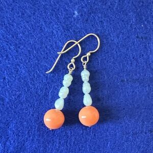 Elegant Gold and Orange Dangle Earrings